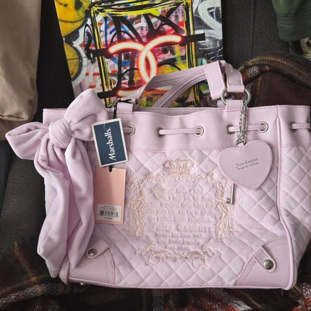 Juicy Couture RARE Lilac Mist DAYDREAMER Tote with Bow and Charms